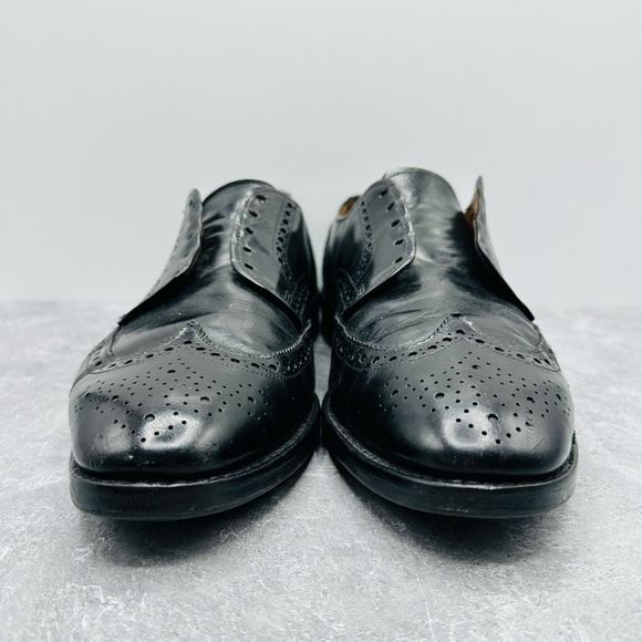 Allen Edmonds Ashland Men Sz 8.5 D Shoe Black Leather Wingtip Derby Brogue Lace - Picture 2 of 13